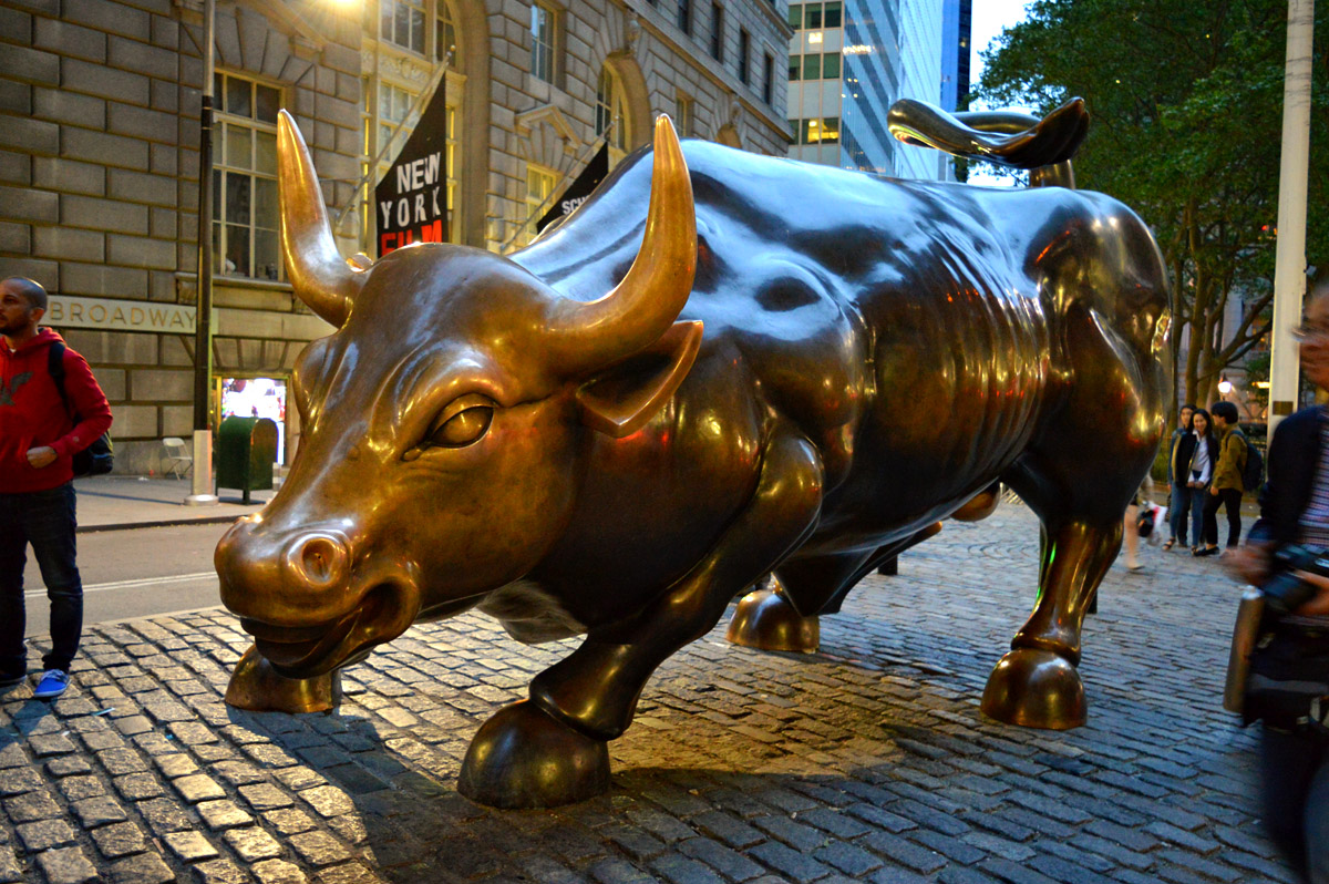 The famous Charging Bull in Wall Street